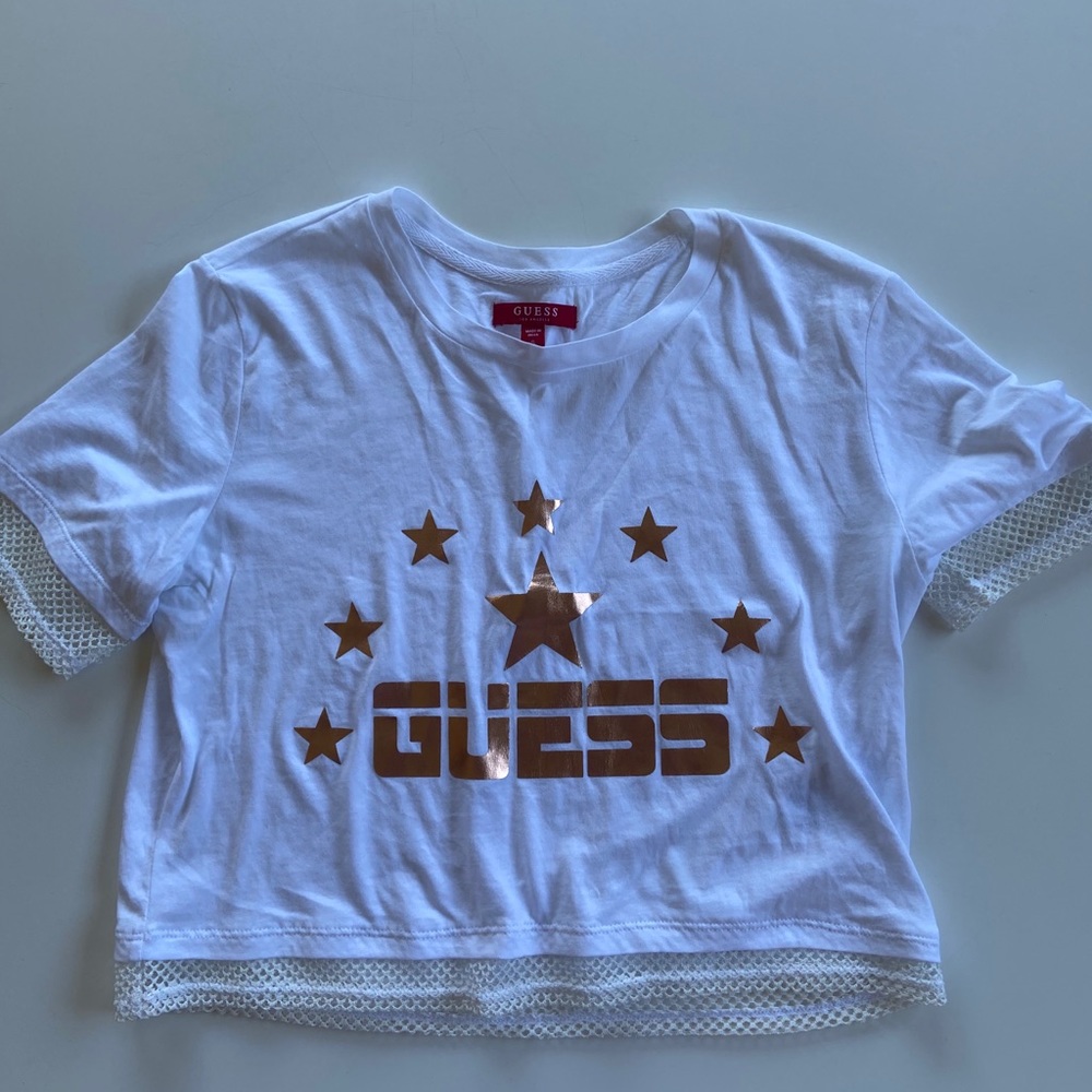 Guess what crop shirt with mesh detailing size S